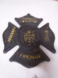 Cast Iron Fireman Wall Plaque