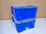 2 Matching Storage Containers w/ Locking Lids