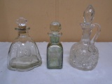 Group of 3 Vintage Glass Cruets & Perfume Bottles