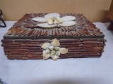 Vintage Wooden Keepsake Box w/ Sea Shells