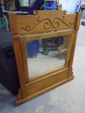 Antique Solid Oak Dresser Mirror