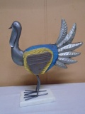 Wood & Metal Art Turkey on Marble Base