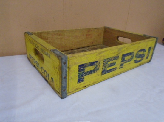 Vintage Yellow Wooden Pepsi-Cola Crate