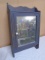 Painted Wooden Wall Cabinet w/ Mirror Door