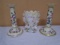 2 Porcelain Candle Holders & Porcelain Vase