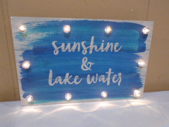 "Sunshine & Lake Water" Lighted Wooden Wall Art