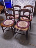 Set of 4 Antique Cane Bottom Chairs