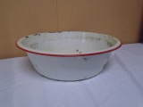 Vintage Round Porcelain Over Steel Wash Pan