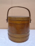 Vintage Wooden Bucket w/  Lid