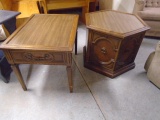 Octogon Storage End Table & End Table w/ Drawer