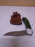 Custom Made Damascus Blade Lockblade Knife