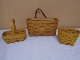 (2) Small Longaberger Baskets and Medium Key Basket
