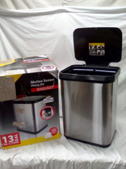 Glad Stainless Steel Motion Sensor Lid 13 Gallon Trash Can