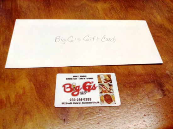 $25.00 Big G's Gift Card