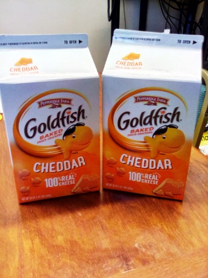 Qty. 2 Cheddar Goldfish Cracker Tubs 30 Oz Each