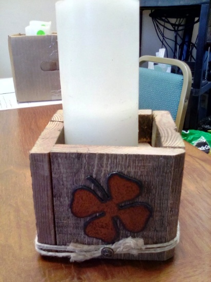 Wooden 4H Candle Holder with LED Candle