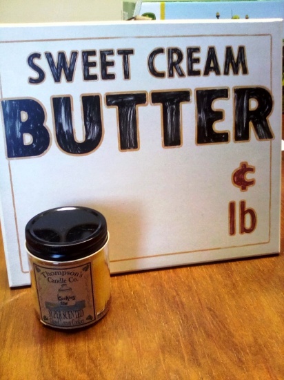 Wooden Butter Sign, Lemon Butter Cookie Scented Candle