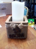 Wooden 4H MOM Candle Holder with LED Candle