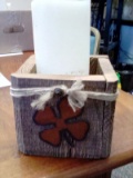 Wooden 4H Candle Holder with LED Candle