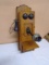 Antique Oak Wall Crank Telephone