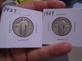 1927 and 1929 Standing Liberty Quarters