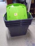 4 Pc. Group of Large Storage Totes w/Lids