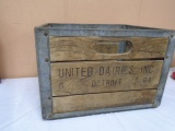 Vintage Wood and Metal United Dairies Crate