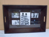 Large Wooden Serving Tray Photo Collage Frame