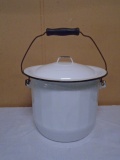 Vintage Porcelain Over Steel Pail w/ Lid