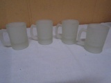 Set of 4 Frosted Glass Baby Beer Mugs