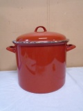 Large Porcelain Over Steel Stock Pot