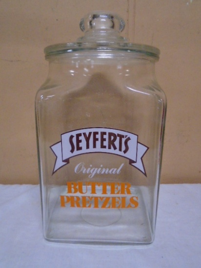 Vintage Glass Seyfert's Pretzel Jar