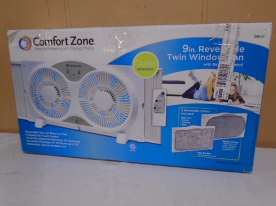 Comfort Zone 9in Reversible Twin Window Fan