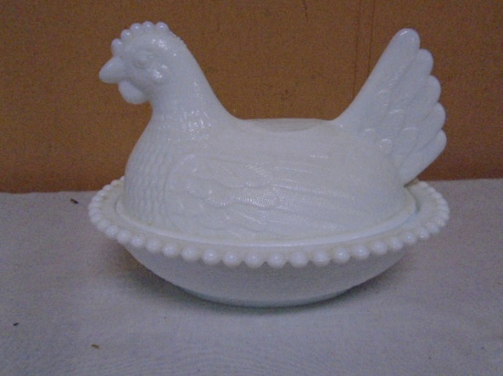 Vintage Indiana Glass Hen on The Nest