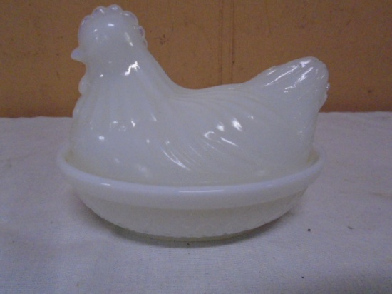 Vintage Glass Hen on The Nest