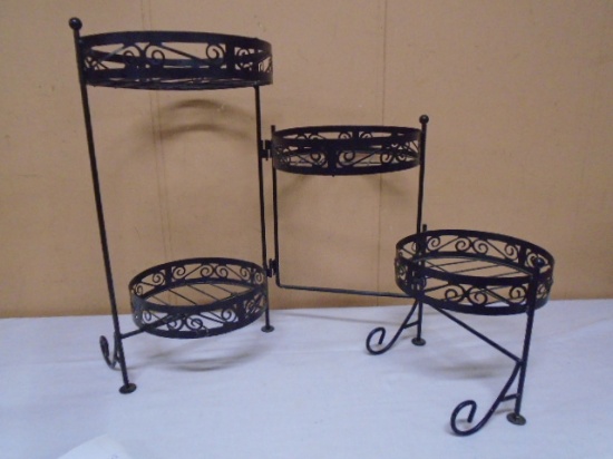 Metal 4 Plant/ 3 Section Folding Plant Stand