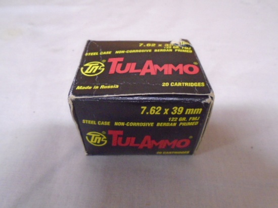 20 round Box of Steel Case 7.62 x 39 mm Cartridges