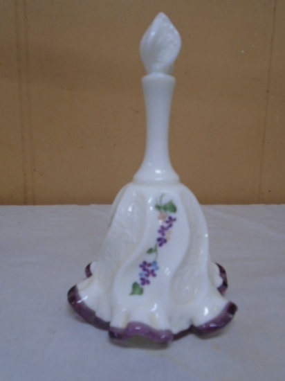 Beautiful Hand Painted & Signed Fenton Art Glass Bell