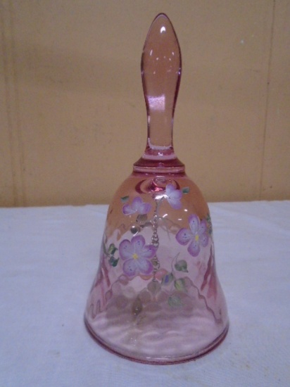 Beautiful Hand Painted & Signed Fenton Art Glass Bell