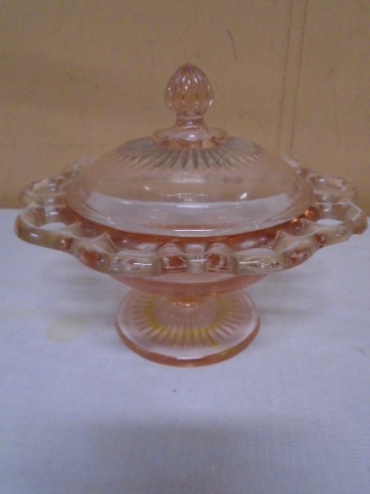 Vintage Pink Old Colony Open Lace Candy Dish w/ Lid