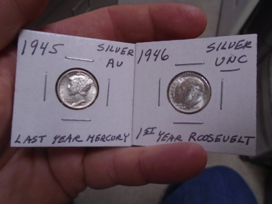 1945 and 1946 Silver Dimes