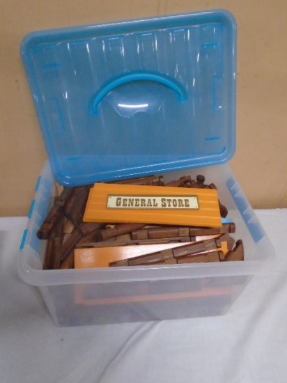 Large Set of Lincoln Logs in Storage Tote