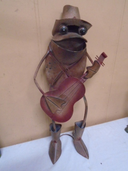 Metal Art Frog Playing Guitar