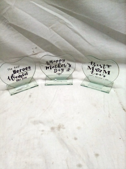 Qty. 3 Glass Mother's Day Tribute Plaques