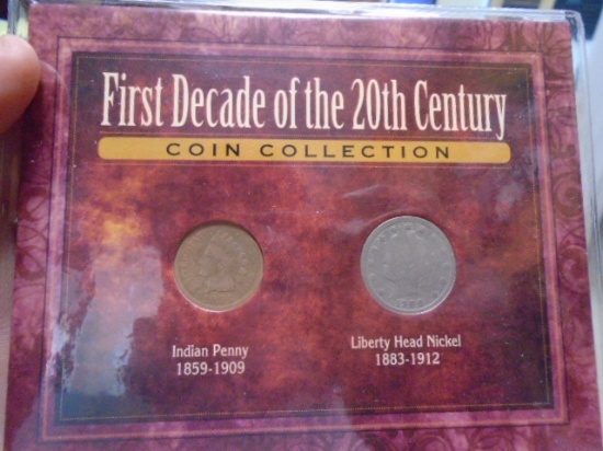 1901 Indian Head Cent & 1900 Liberty "V" Nickel Set