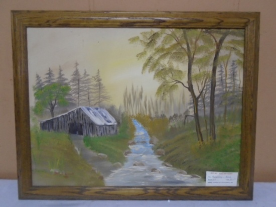 Oak Framed "Babbling Brook" Oil Painting on Canvas
