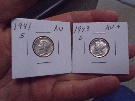1941 S Mint & 1943 D Mint Mercury Dimes