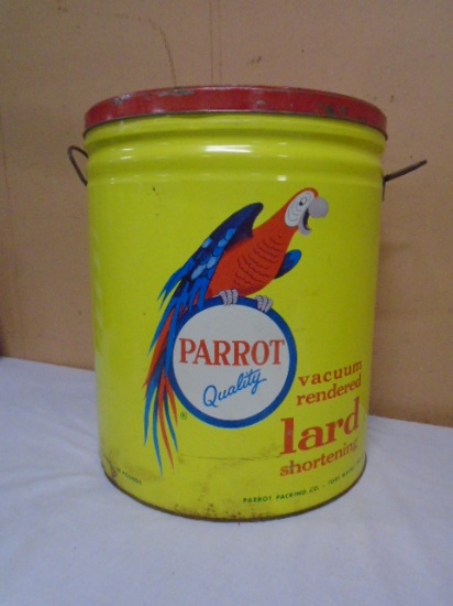 Vintage 50lb Parrot Lard Can w/ Lid