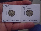 1925 D Mint & 1925 S Mint Mercury Dimes