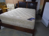 Beautiful Queen Size Sleigh Bed w/ Leather Padded Insert Headboard